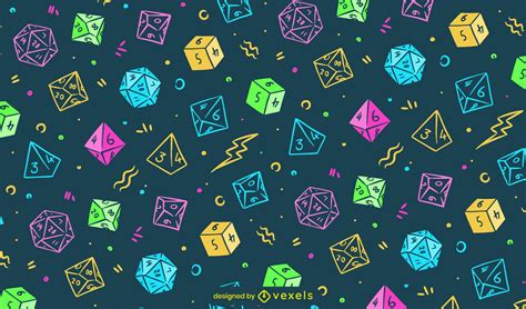 RPG Game Dice Colorful Pattern Design Vector Download