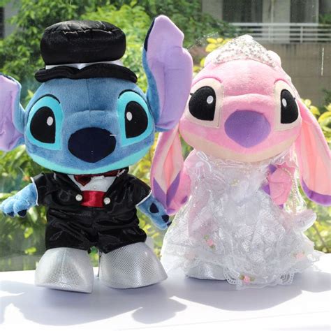 12.5" A Pair Plush Disney Lio Stitch & Angel Wedding Marriage Dolls ...