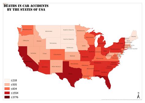 Map of States With the Most Car Accidents | Mappr