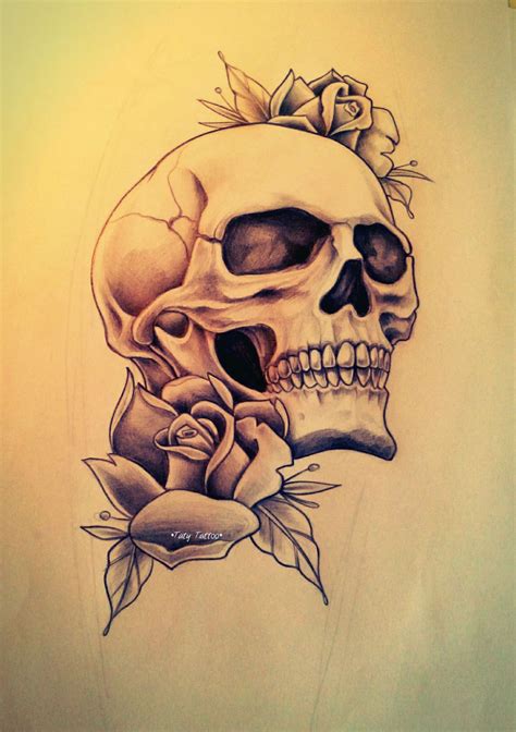 Skull And Rose Sketch at PaintingValley.com | Explore collection of Skull And Rose Sketch