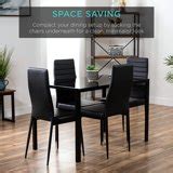 Tempered Glass Dining Table Set with 4 Chairs, 5 Piece Kitchen Table Sets with Leather Dinning ...