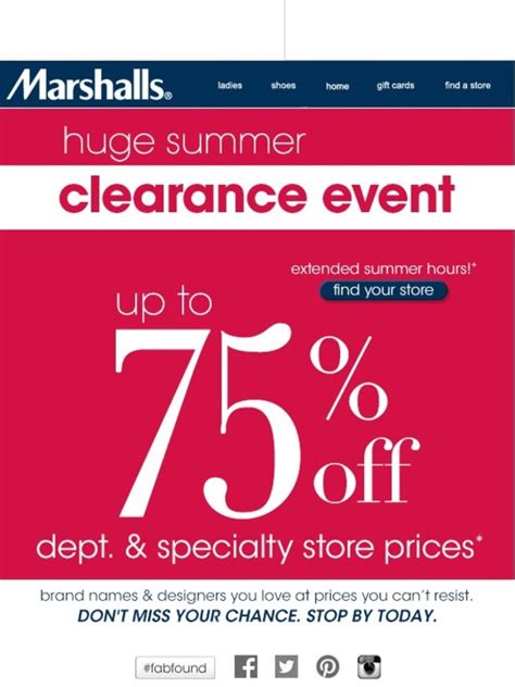 Marshalls: Up to 75% off!* Don't miss our Clearance Event. | Milled