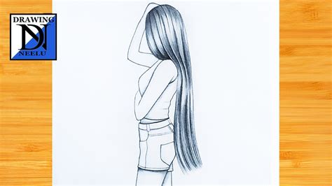 Easy way to draw a girl long hair | Pencil sketch for beginner | Simple pencil drawing tutorial ...