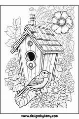 BirdHouse Coloring Pages For Adults  ColorfulFam Free & Premium sketch template