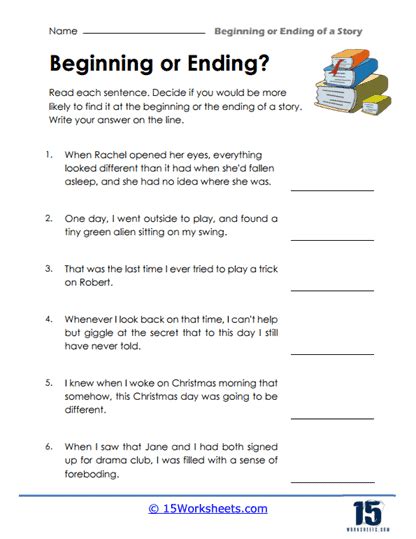 Beginning or Ending of a Story Worksheets - 15 Worksheets.com