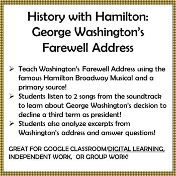 History with Hamilton: George Washington's Farewell Address | TpT