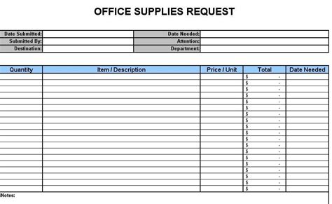 free office supply list template | Free Online Business Document Templates: OFFICE SUPPLIES REQU ...