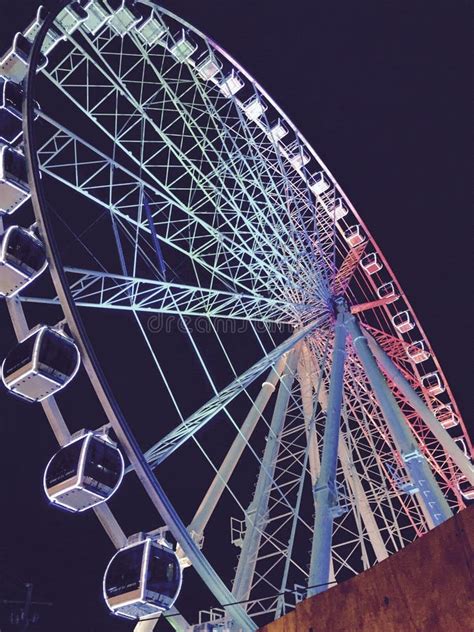 The Atlanta Skyview Ferris Wheel With Atlanta Skyline Editorial Image ...