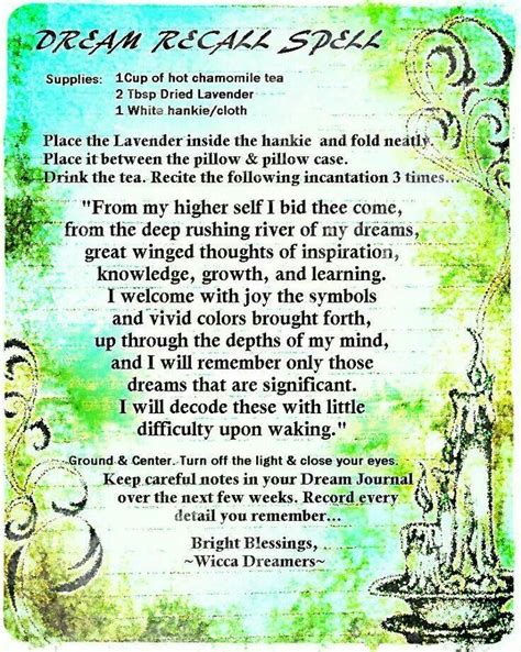 Dream remembrance spell | Spells witchcraft, Dream spell, Magick spells