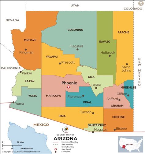 Arizona Counties, Arizona County Map, Counties in Arizona (AZ) | County ...