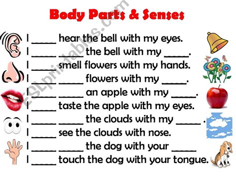 ESL - English PowerPoints: The Senses Fill the Blanks Game