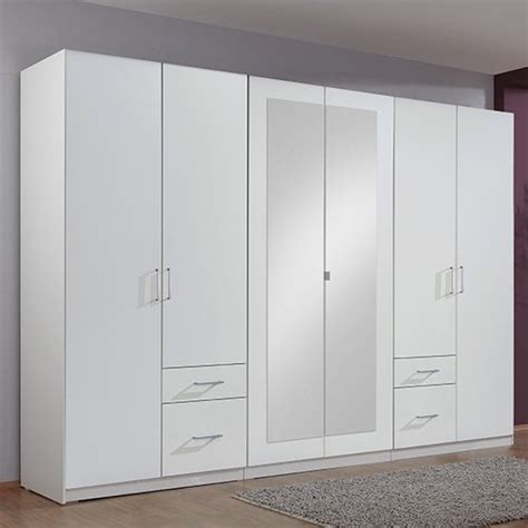 4 Door Wardrobe With Mirror And Drawers White - Mirror Ideas