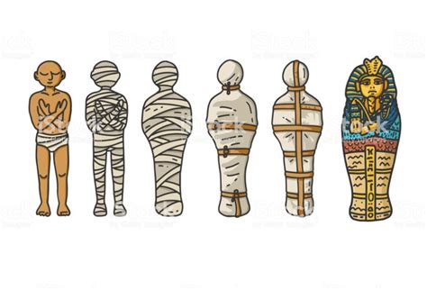 Mummy creation; A six step process showing how the ancient Egyptians ...