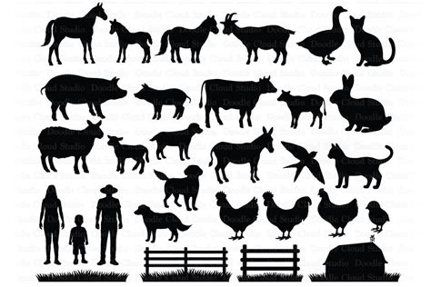 Farm SVG, Farm Animals SVG Cut Files. Hen, Rooster, Cow, Pig, Horse. By Doodle Cloud Studio ...