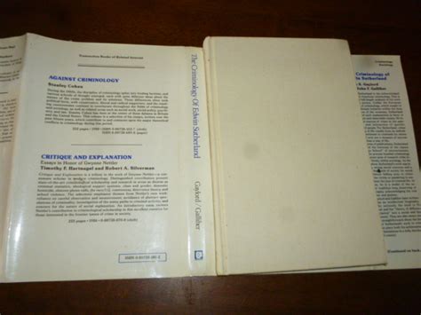 The Criminology of Edwin Sutherland by Gaylord, Mark S.; Galliher, John F.: Near Fine Hardcover ...