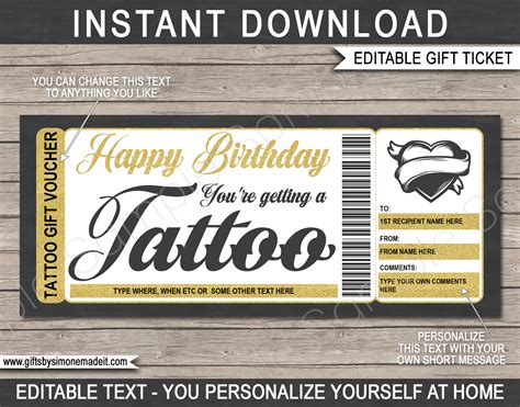 Tattoo Gift Certificate Template - Sampletemplate.my.id