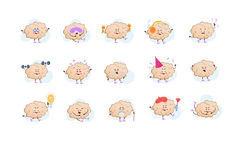 Brain cute characters set by Macrovector on Dribbble