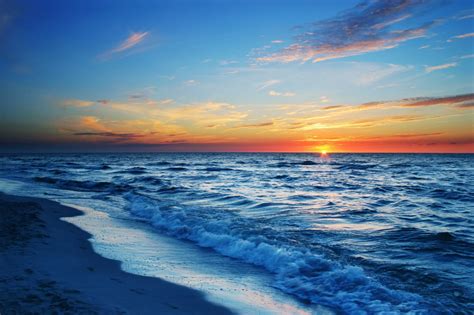 Ocean Sunset Erde/Natur Sonnenuntergang Ozean Welle Himmel Natur Horizon Wallpaper in 2020 ...
