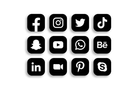 Black and White Social Media Icons Graphic by SandyCreativeArt ...