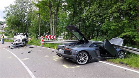 Silver Lamborghini Aventador Crashes in Germany - GTspirit