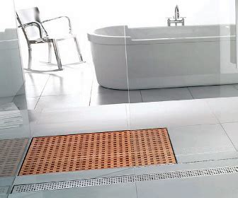 Aco designs wooden shower grate drains for bathrooms - DesignCurial