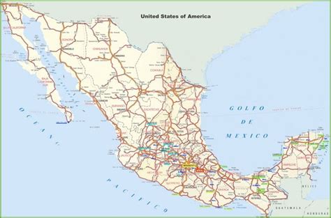 Mexico road and highways map | Highway map, Map, Mexico