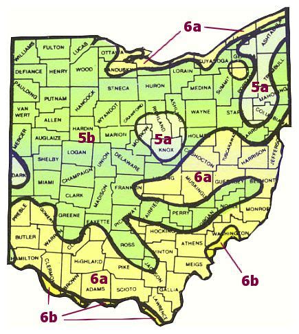 Ohio Plant Hardiness Zone Map