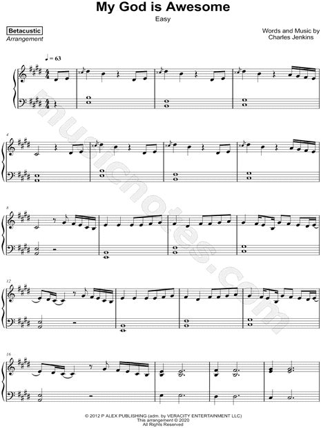 Betacustic "My God Is Awesome [easy]" Sheet Music (Piano Solo) in E Major - Download & Print ...