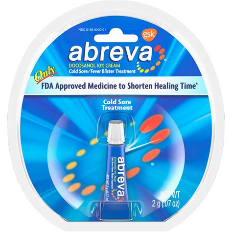 Abreva Docosanol 10% Cream Tube, FDA Approved Treatment for Cold Sore ...