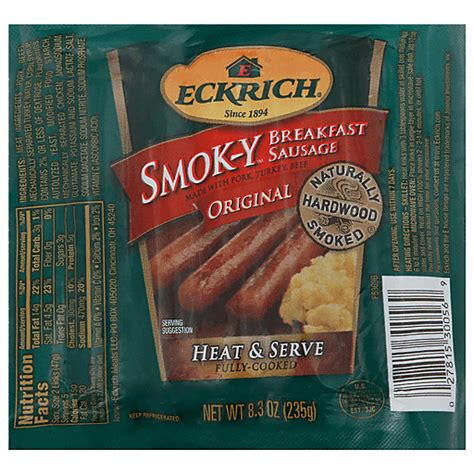 Eckrich Sausage, Breakfast, Original, Smoky 8.3 oz | Packaged Hot Dogs ...