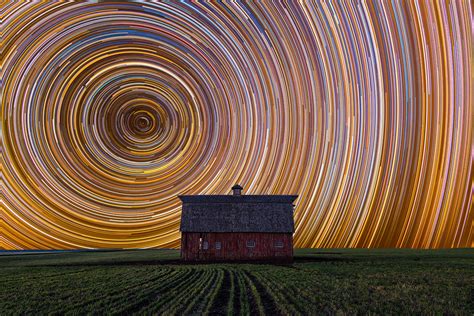 Composite + Long Exposure of Star Trails against a Farmhouse : r ...