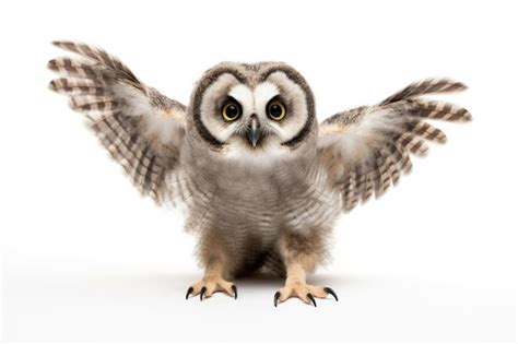 Premium AI Image | Boreal owl chick on a white background