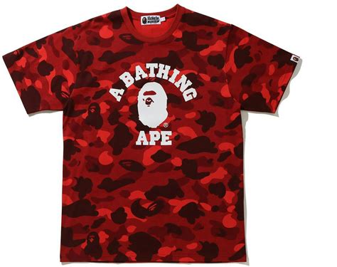 BAPE Color Camo College Tee Red (SS21) - SS21