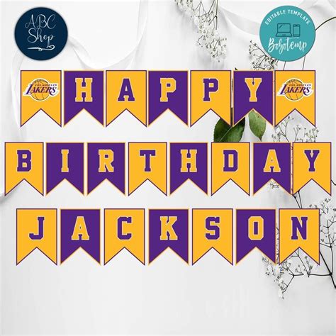 Printable Los Angeles Lakers Birthday Banner Instant Download ...