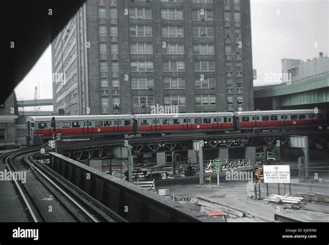 MBTA Orange Line train approaching North Station, August 1968 Stock ...