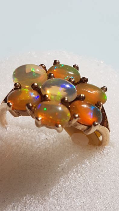 9 kt. Gold - Ring Fire Opals - Catawiki