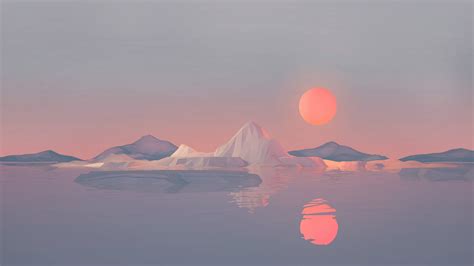 Sunset painting, digital art, low poly, artwork, minimalism HD ...