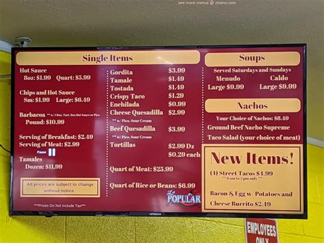 Online Menu of La Popular & Cafe Restaurant, Abilene, Texas, 79601 - Zmenu