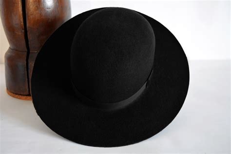 Levine Hats Undertaker Wide Flat Brim Amish Hat Wool Felt Open Crown ...