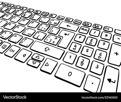 Keyboard keys sketch enter key black and white Vector Image