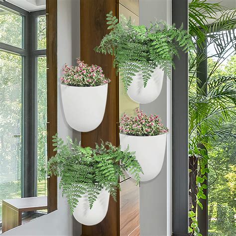 Buy Sungmor Wall Hanging Corner ers, 4PC White Wall ed Flower Pots ...