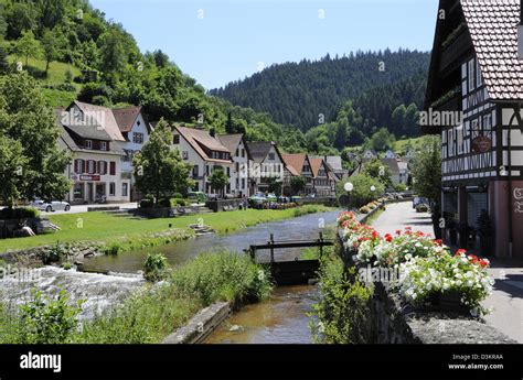 Looking up the river Schiltach, Schiltach, Black Forest, Germany Stock Photo - Alamy