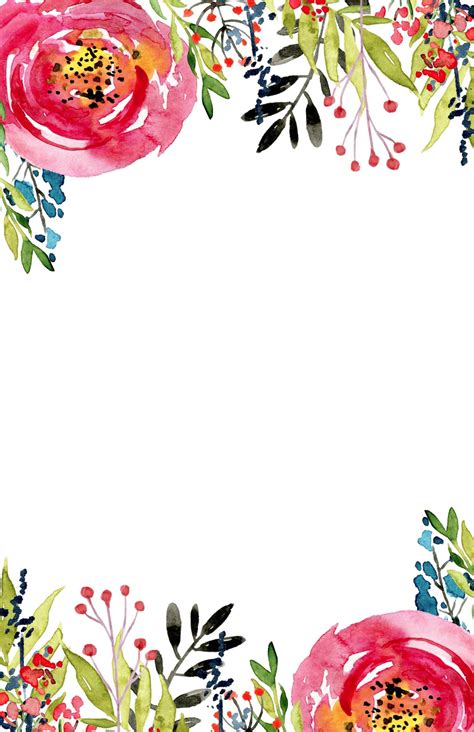 Watercolor Floral Border Paper Printable at GetDrawings | Free download