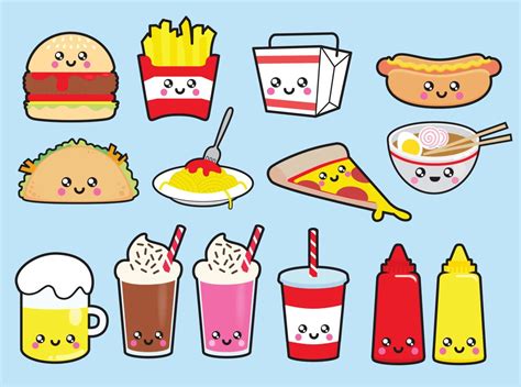 Kawaii Clipart, Food Clipart, Vector Clipart, Griffonnages Kawaii, Kawaii Food, Doodles Kawaii ...