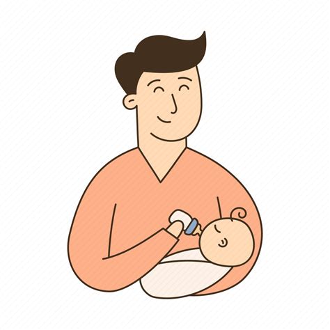 Paced, bottle, feeding, baby, dad illustration - Download on Iconfinder