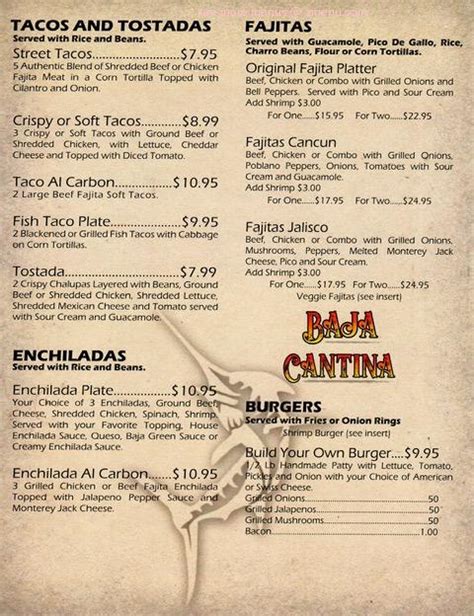 Online Menu of Baja Cantina Restaurant, Hitchcock, Texas, 77563 - Zmenu