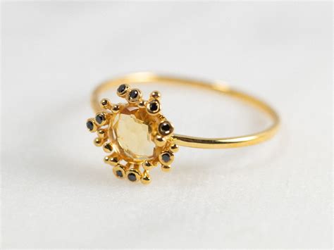 Round Citrine Gold Ring Citrine Ring Citrine Ring Gold - Etsy