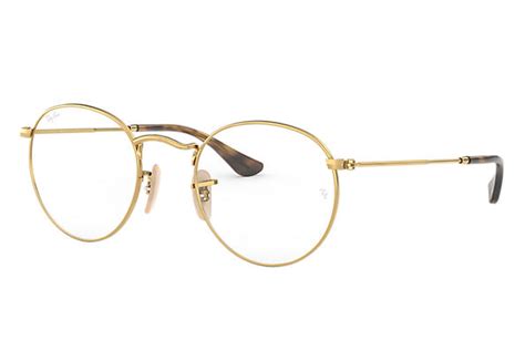 Ray-Ban prescription glasses Round Metal Optics RB3447V Gold - Metal ...