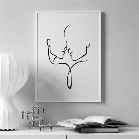 Simple Minimalist Lovers Wall Art Fine Art Canvas Prints Nordic Bedroom Art | Simple wall art ...