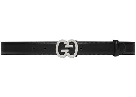 Gucci GG Buckle Belt Black in Leather with Palladium-tone - US